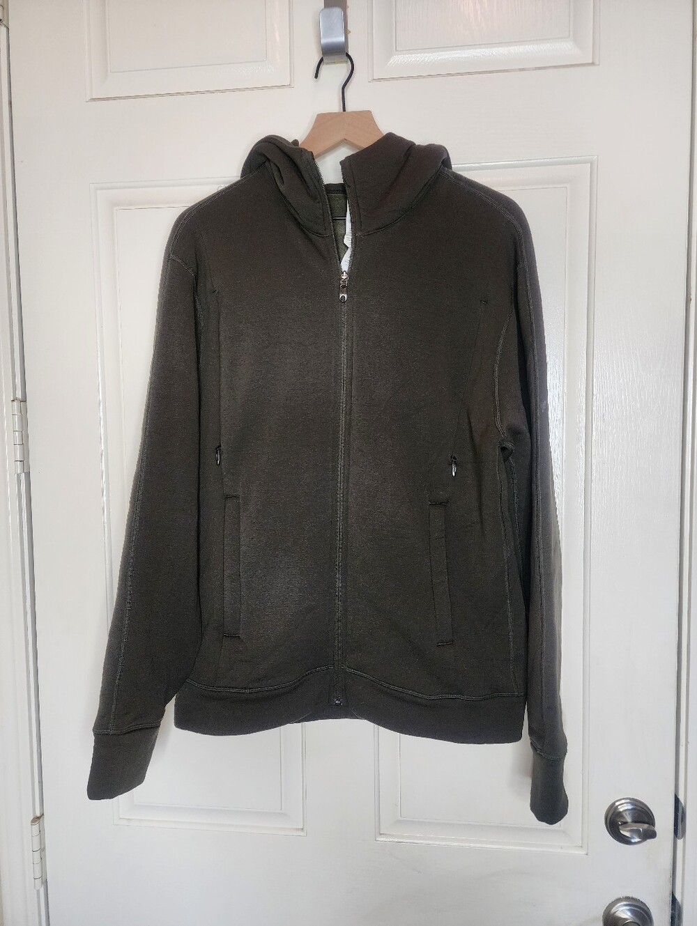 Lululemon City Sleek Hoodie Dark Olive Green Polartec Pro Fleece Zip Up Size L